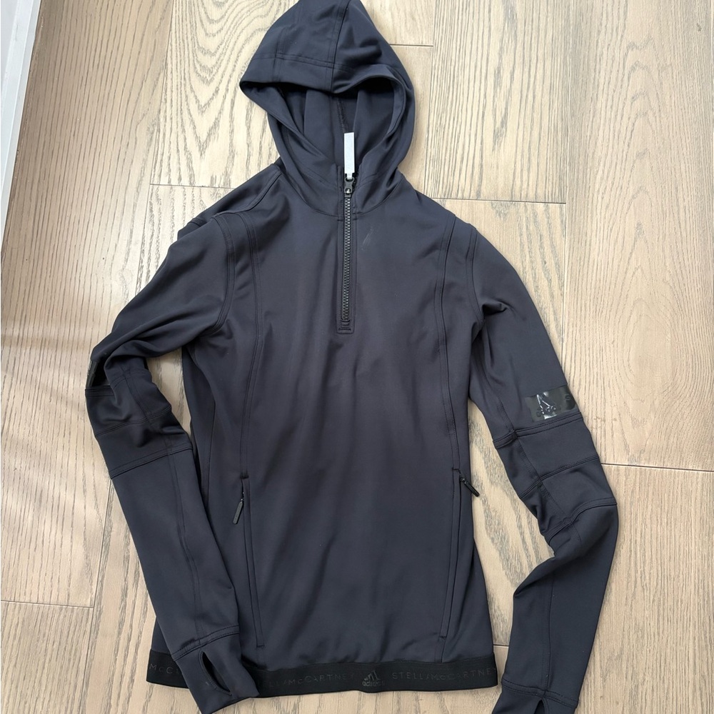 Adidas by Stella McCartney Black Hooded Half-Zip Pullover